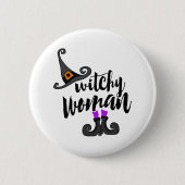 Witchyのお洒落な女性ハロウィン 缶バッジ (正面)