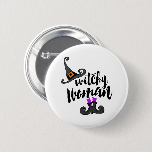 Witchyのお洒落な女性ハロウィン 缶バッジ (正面&裏面)