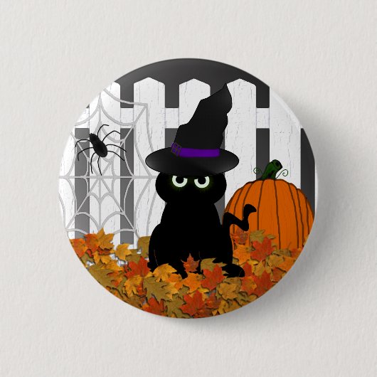 Witchyの子猫のハロウィンボタン 缶バッジ (正面)