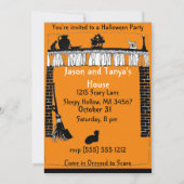 Witchyの煙突のハローウィンパーティの招待状 セーブザデート (裏面)