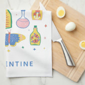 Witchyカラフル魔法ポパーソナライズされたーション名 キッチンタオル (四つ折り)