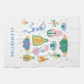 Witchyカラフル魔法ポパーソナライズされたーション名 キッチンタオル (横)