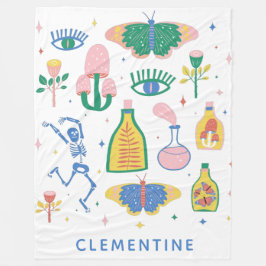 Witchyカラフル魔法ポパーソナライズされたーション名 フリースブランケット