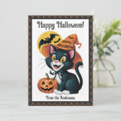 Witchy Black Cat Cute Custom Halloween シーズンカード (スタンド正面)