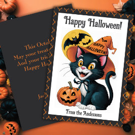 Witchy Black Cat Cute Custom Halloween シーズンカード