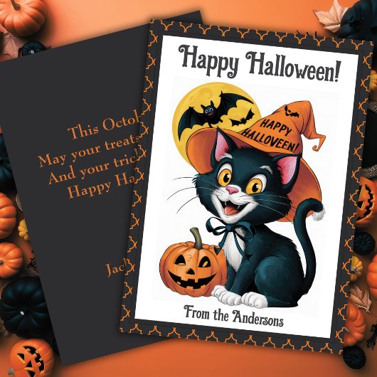 Witchy Black Cat Cute Custom Halloween シーズンカード