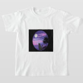 Witchy Black Cat & Purple Moon | Celestial Goth Tシャツ (レイダウン)