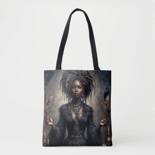 Witchy Black Woman Gothic Art トートバッグ (正面)