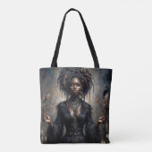 Witchy Black Woman Gothic Art トートバッグ (裏面)