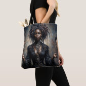 Witchy Black Woman Gothic Art トートバッグ (クローズアップ)