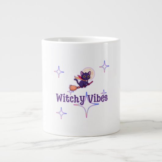Witchy Cat Vibes – Cute Halloween Design ジャンボコーヒーマグカップ (正面)