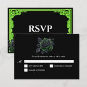 Witchy green Glow Gothic Wedding RSVP Card (正面/裏面)