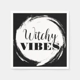 Witchy Halloween Black and White スタンダードカクテルナプキン