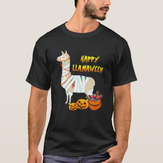 Witchy Halloween Llama Happy Llamaween Alpaca Mumm Tシャツ (正面)