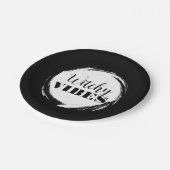 Witchy Halloween Party Black and White ペーパープレート (アングル)