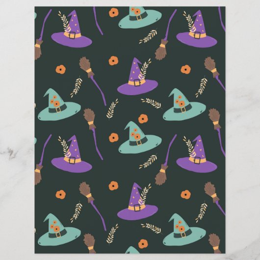 Witchy Halloween Scrapbook Paper - Purple & Green  (裏面)