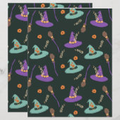 Witchy Halloween Scrapbook Paper - Purple & Green  (正面/裏面)