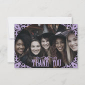Witchy Lavender Halloween Photo Thank You Card サンキューカード (正面)