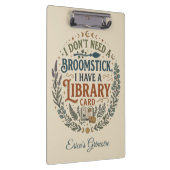 Witchy Librarian Library Card Book Lover Custom クリップボード (右)