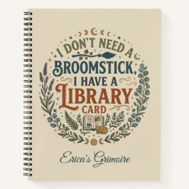 Witchy Librarian Library Card Book Lover Custom ノートブック