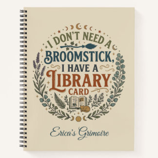 Witchy Librarian Library Card Book Lover Custom ノートブック