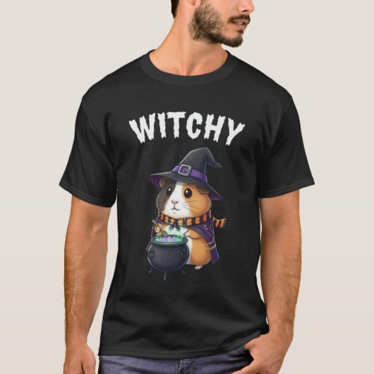 Witchy – Magical Guinea Pig Halloween Shirt Tシャツ (正面)