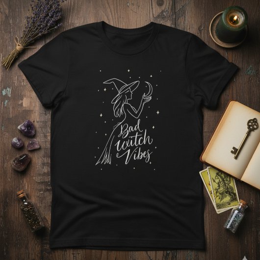 Witchy Minimal — Bad Witch Vibes Modern Line Art Tシャツ