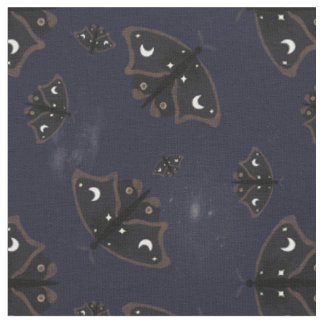 Witchy moths, cloud ans galaxy dark sky fabric ファブリック