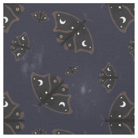 Witchy moths, cloud ans galaxy dark sky fabric ファブリック (クローズアップ)