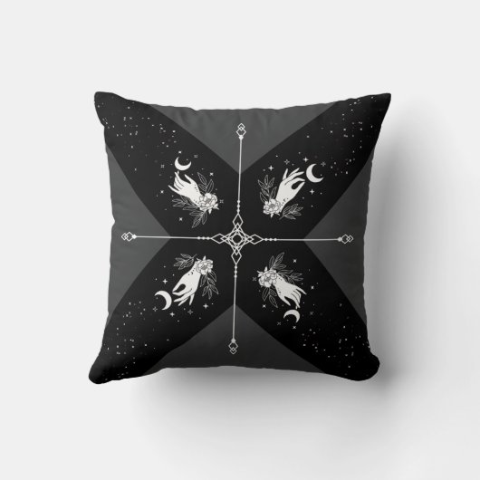 Witchy Noir Celestial Moon Black and White クッション (裏面)