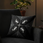 Witchy Noir Celestial Moon Black and White クッション