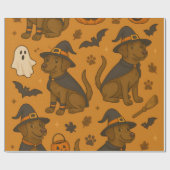 Witchy Paws & Pumpkin Howls Halloween Pattern ラッピングペーパー (フラット)