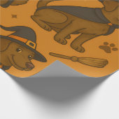 Witchy Paws & Pumpkin Howls Halloween Pattern ラッピングペーパー (角)
