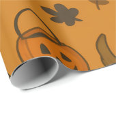 Witchy Paws & Pumpkin Howls Halloween Pattern ラッピングペーパー (ロールコーナー)