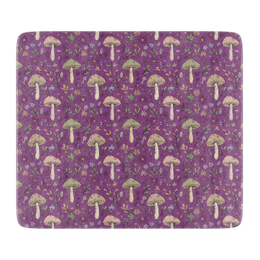 Witchy Plum Purple Fungi Gothic Kitchen Decor Gift カッティングボード (正面)