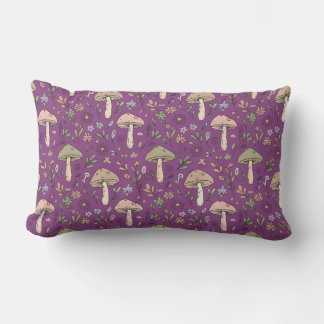 Witchy Plum Purple Fungi Seamless Pattern Gift ランバークッション