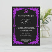 Witchy purple Glow Gothic wedding Invitation 招待状 (スタンド正面)