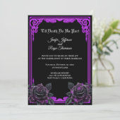 Witchy purple Glow Gothic wedding Invitation 招待状 (スタンド正面)