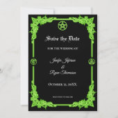 Witchy purple Glow Gothic wedding save the date 案内状 (正面)