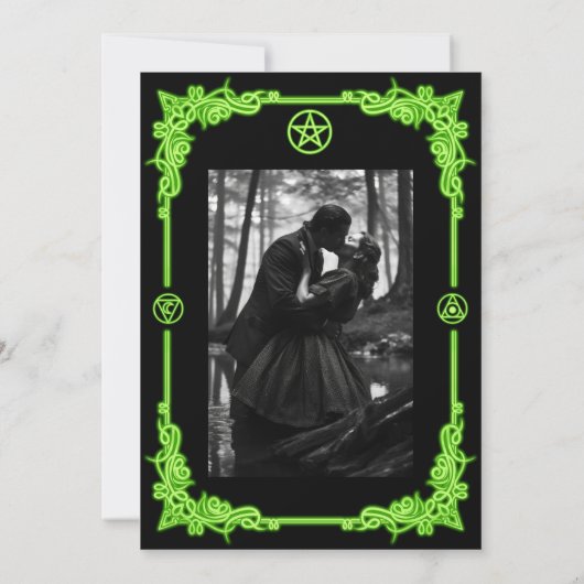 Witchy purple Glow Gothic wedding save the date 案内状 (裏面)