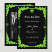 Witchy purple Glow Gothic wedding save the date 案内状 (正面/裏面)