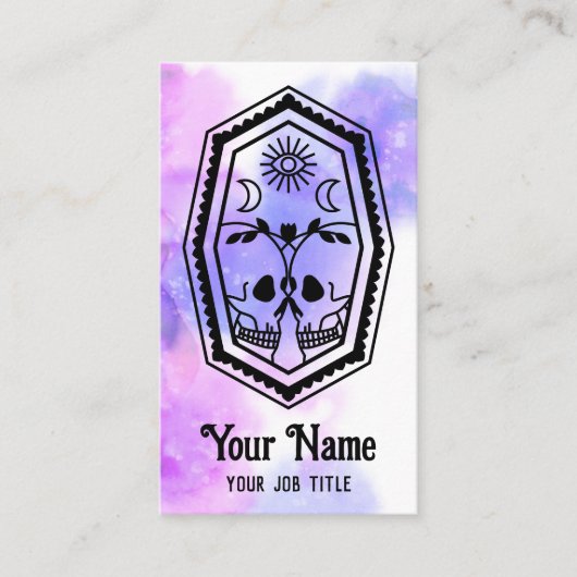 Witchy Skull Coffin Mystic Spiritual Business Card 名刺 (正面)