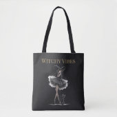 Witchy Vibes Dark Edition – Gothic Witch & Cat トートバッグ (正面)
