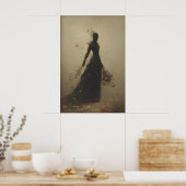 Witchy Woman Figure Holding Flowers Dissolving ポスター (キッチン)