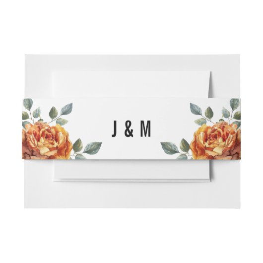 withイニシャルオレンジバラエレガンス 招待状ベリーバンド (正面例)