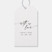 WIthモダン Loveスクリプエレガントトハート結婚 ギフトタグ (正面)