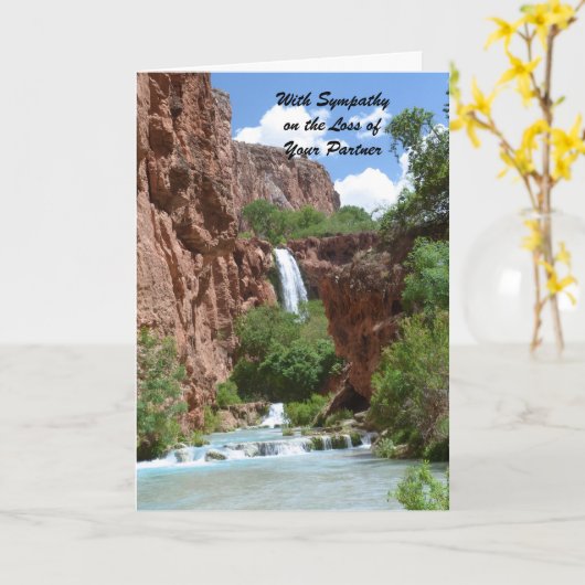 With悔やみや弔慰Loss of Partner Watefall Cliff注 カード (黄色い花)