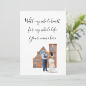 WIth私の全体のハート図解入りの、写真付きのブラックカップルEnclo 招待状 (スタンド正面)