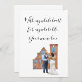 WIth私の全体のハート図解入りの、写真付きのブラックカップルEnclo 招待状 (正面/裏面)