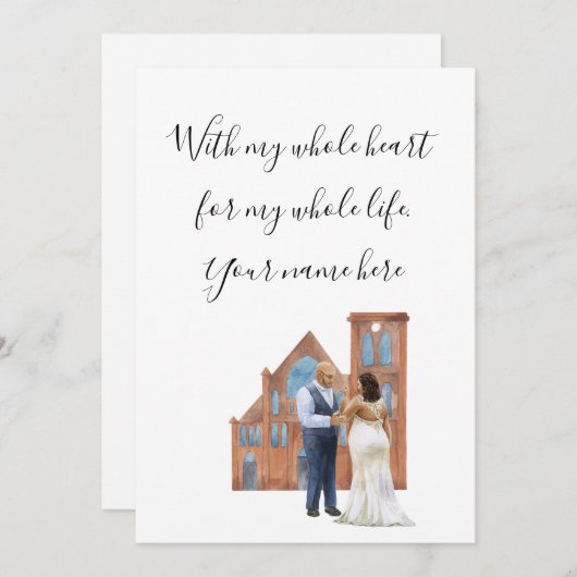 WIth私の全体のハート図解入りの、写真付きのブラックカップルEnclo 招待状 (正面/裏面)